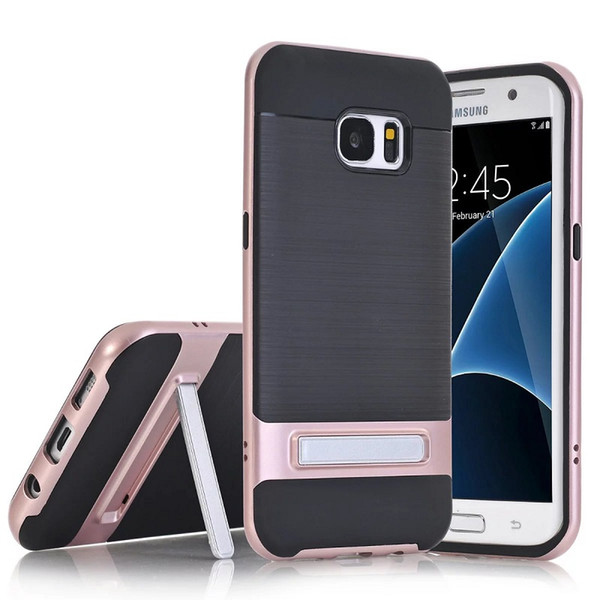 For Samsung Galaxy S7 Edge case soft TPU Carbon Fiber kickstand back cover for S7 edge phone case 2017 hot