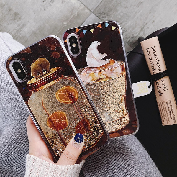 Quicksand Case For iPhone XS XR Cute bear Phone Cases For iPhone8 Plus Cute Cover for iphoneXS Max