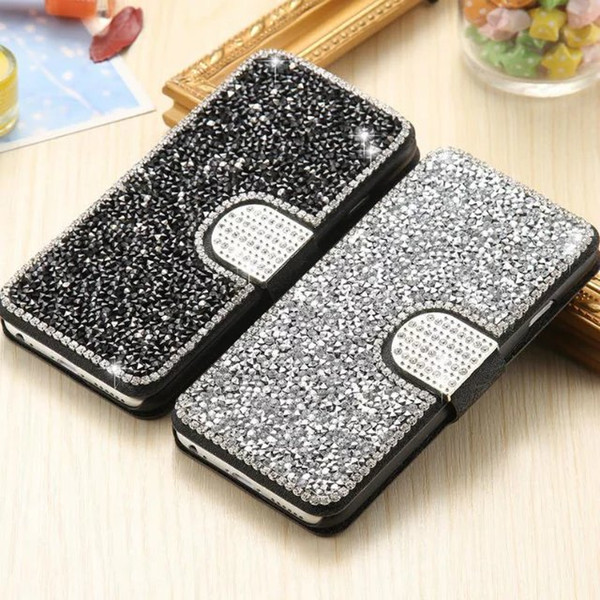 For Galaxy S6 S6edge S7 S7edge Case Wallet Rhinestone Case For iPhone 6s Case Bling Flip wallet leather cover For iphone 7