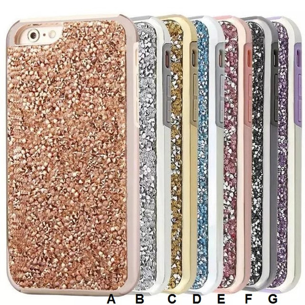 Diamond Rhinestone Bling Back Phone Case For iphone5 6s iphone7 7Plus Heavy duty dual layer case for Galaxy S6 S6edge S7 S7edge case