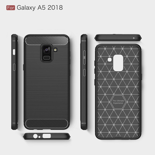 Newest Phone Cases For Galaxy A5 2018 Carbon Fiber brused Rugged Armor shockproof back cover for A7 2018 heaty duty Case hot sale