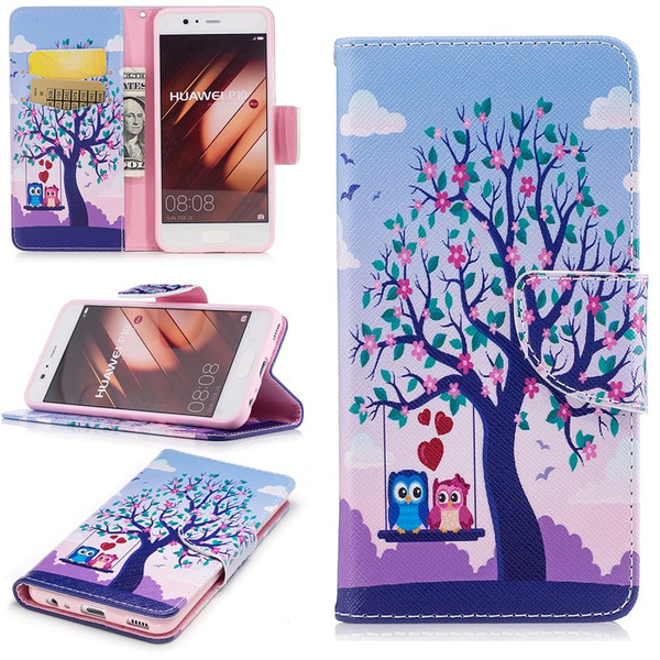 10PCS Book cover Case For Huawei P10 P10 Lite 3D panda butterfly cartoon leather cover for huawei P9 P9 Lite P8 Lite 2017