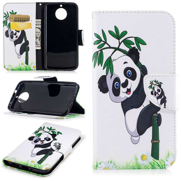 Magnetic BookCase For MOTO G6 MOTO G5 3D cute Panda cartoon wallet Flip case for MOTO G5 Plus free shipping