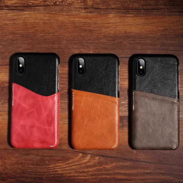 DHL Free Genuine Leather Cases For iphoneX iphone8 8Plus Double color Leather cardslot BackCover for 7Plus 6S Plus cases Free shipping