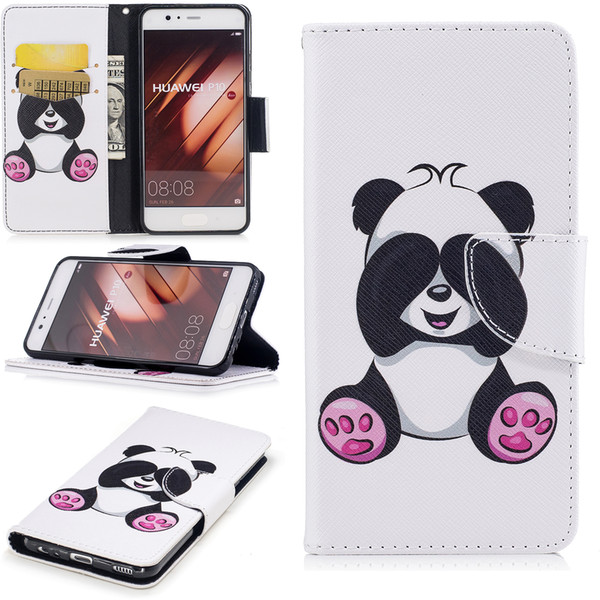 New Book cover Case For Huawei P10 P10 Lite 3D panda butterfly cartoon leather cover for huawei P9 P9 Lite P8 Lite 2017