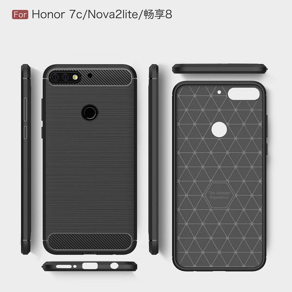 2018 New CellPhone Cases For Huawei Honor7C For Nova2Lite Luxury Carbon Fiber heavy duty case for Huawei Enjoy8 cover Free DHL Shipping