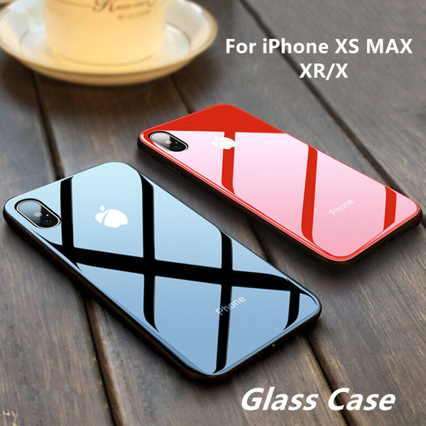 For iPhone XS Max XS XR X 8 8 Plus 7 7 Plus Case Tempered Glass Cover Soft TPU Edge Case For iPhone 7 6S 6 Plus