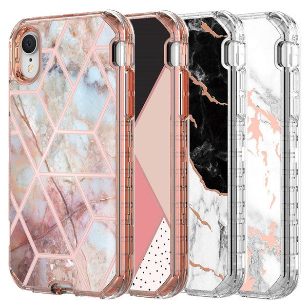 For Iphone XR Case Luxury Marble 3in1 Heavy Duty Shockproof Full Body Protection Cover For Iphone XR XS Max Samsung Note 10 Pro