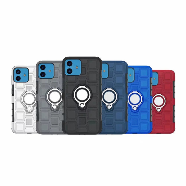 Square Defender+Car Holder Metal Finger Ring Case For Iphone 11 5.8 6.1 6.5 2019 XS MAX XR X 8 7 Armor Hard PC+TPU Hybrid Shockproof Covers