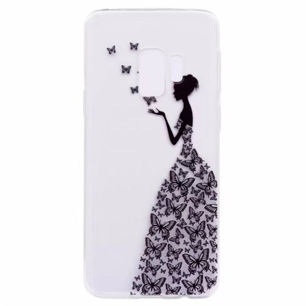 Transparent TPU Cover For Samsung Galaxy S9 S9 Plus Case Colour decoration Tower bike Butterfly Girl Design Cases For Samsung J2 Pro 2018