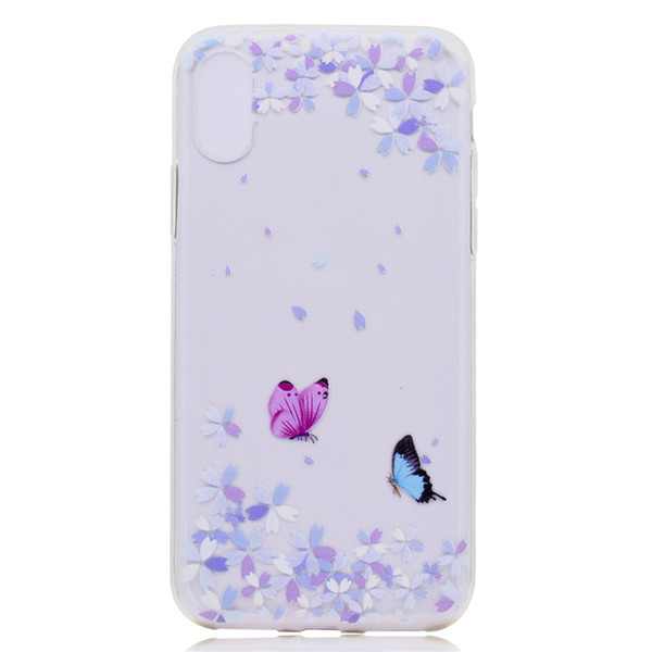 Transparent TPU Cover For iPhone X Case Colour decoration Tower bike Butterfly Girl Design Phone Case For iPhone XS