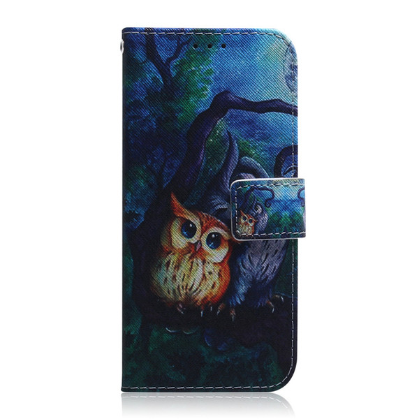 Wallet Case For LG V50 THINQ Filp Cover Hot selling Coloured pattern Wolf tiger lion Owl Dog With Card Slot Design