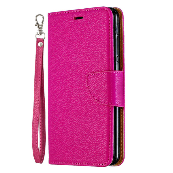 Flip Cover Stand Wallet For Huawei P20 Pro Case Pure Color Lichee Pattern PU Leather Mobile Phone Cases