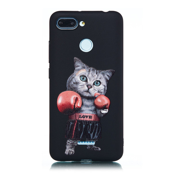 For Xiaomi Redmi 6 Case Back Cover Soft TPU Matte Painting Owl Feather formula Color dog Boxing Cat Easy bear