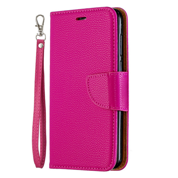Flip Cover Stand Wallet For Huawei Y5 2018 Case Pure Color Lichee Pattern PU Leather Mobile Phone Cases For Huawei Y5 Prime 2018