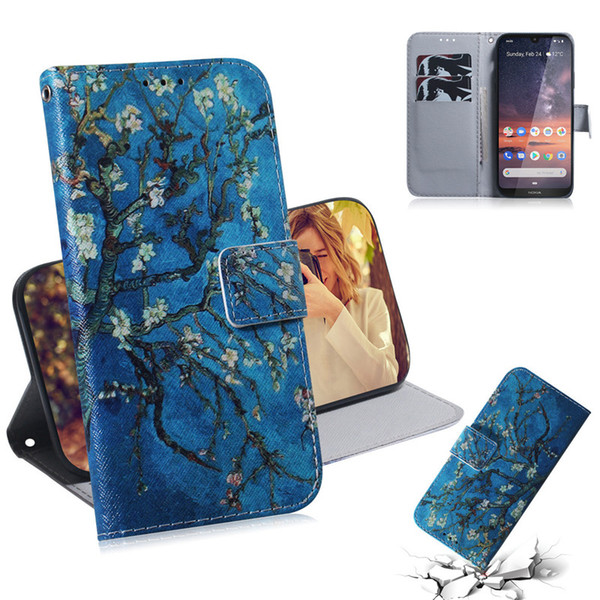 Wallet Case For Nokia 3.2 Filp Cover Hot selling Coloured pattern Wolf tiger lion Owl Dog With Card Slot Design