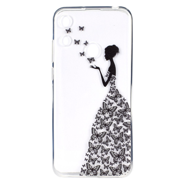 Transparent Soft TPU For Huawei Honor 8A Case Cover Colour decoration Tower bike Butterfly Girl Design Mobile Phone Cases