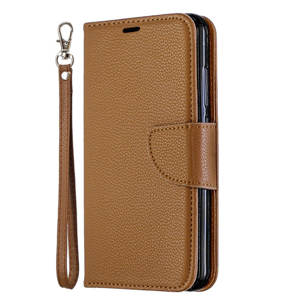 Flip Cover Stand Wallet For Xiaomi Redmi 6 Pro Case Pure Color Lichee Pattern PU Leather Mobile Phone Cases