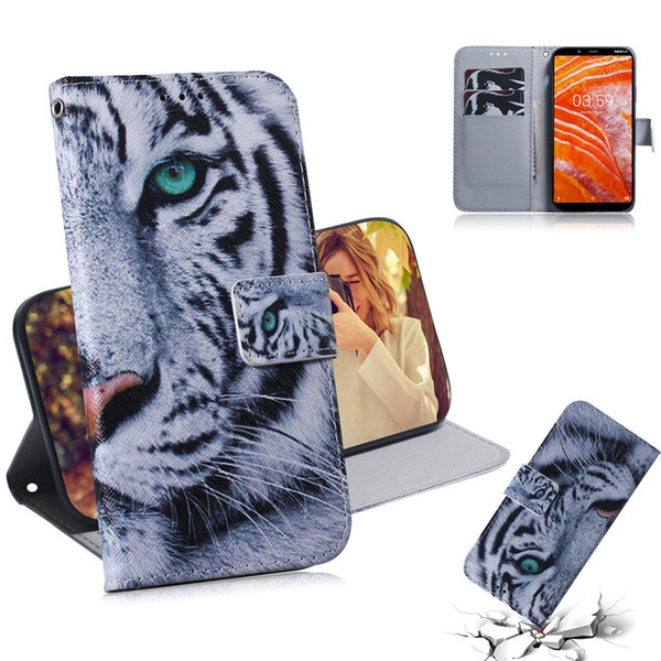 Wallet Case For NOKIA 3.1 Plus Filp Cover Hot selling Coloured pattern Wolf tiger lion Owl Dog With Card Slot Design