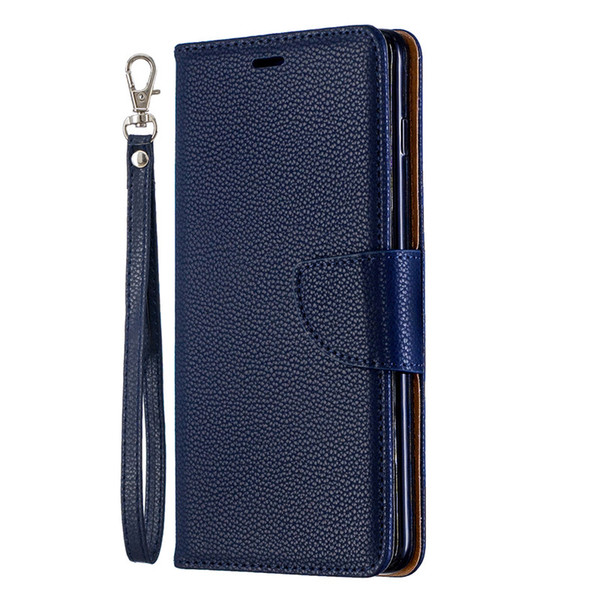 Flip Cover Stand Wallet For Samsung Galaxy S10 Plus Case Pure Color Lichee Pattern PU Leather Mobile Phone Cases