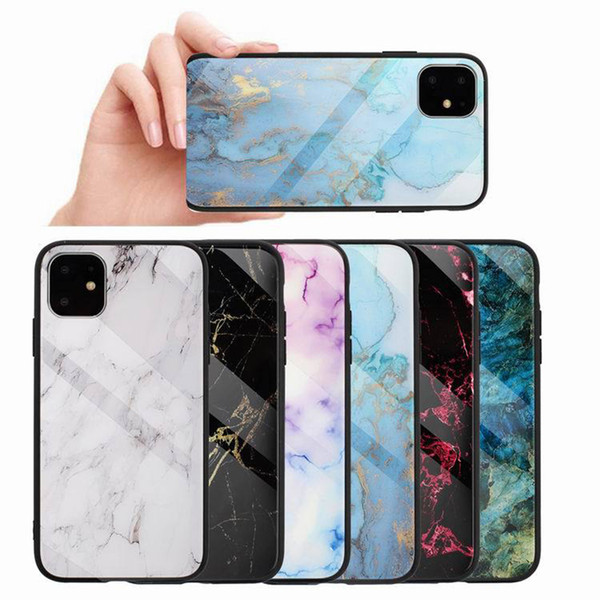 Fashion New Marble Design TPU Shockproof Glass Mobile Phone Cases For iPhone 6 7 8 X 11 Pro Max