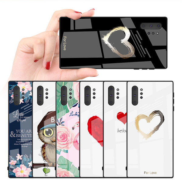 9H Tempered Glass Pattern Design Shockproof Anti-Scratch Phone Case For Samsung Galaxy S7 S8 S9 S10 Plus Note 8 9 10