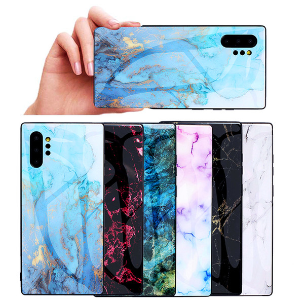 Free Shipping Fashion Marble Tempered Glass Mobile Phone Case For Samsung Galaxy S7 S8 S9 S10 Plus Note 8 9 10