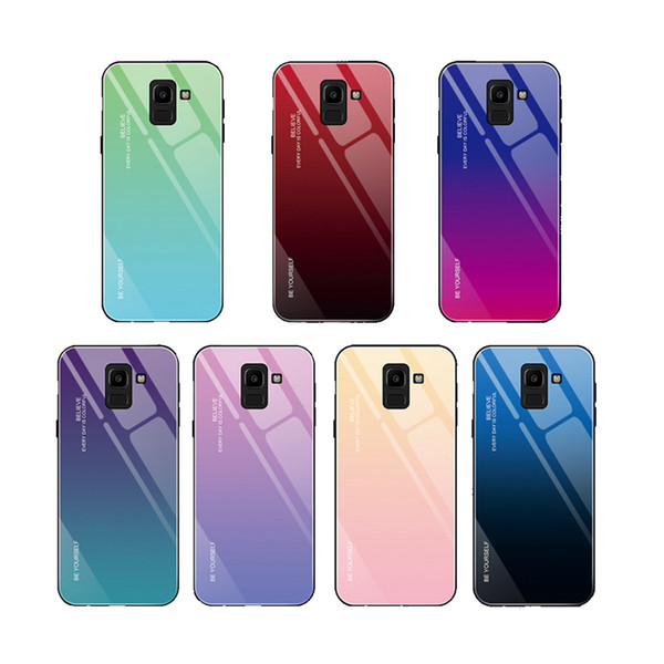 Free Shipping Explosion-proof Gradient Color Tempered Glass Phone Case For Samsung Galaxy S7 S8 S9 S10 Plus Note 8 9 10