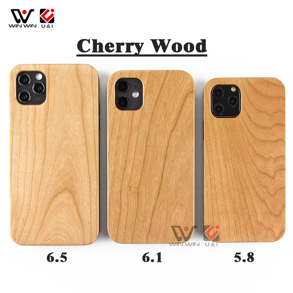 Wholesale Natural Cherrywood Cell Phone Case For iPhone 11 5.8 6.1 6.5 Mobile Phone Cover For iPhone 6 7 8