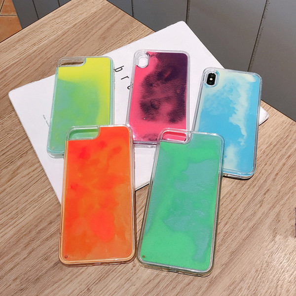 Custom Logo Fashon Quicksand Liquid Neon Silicone Phone Cases For iPhone 6 7 8 X XR XS 11 Pro Max