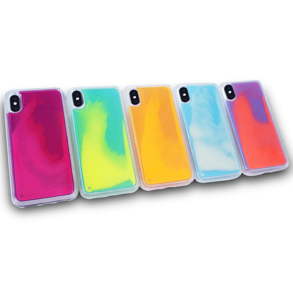 Luminous Neon Quicksand Transparen Silicone Mobile Phone Cases For iPhone 6 7 8 X XR XS 11 Pro Max