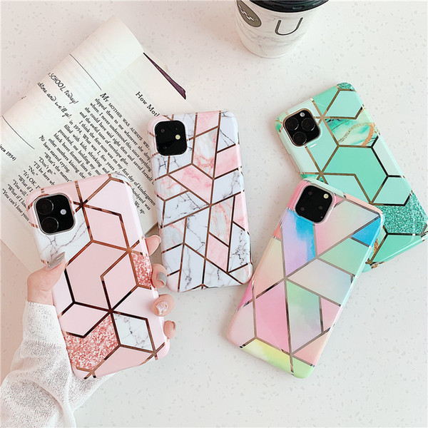 2020 New Geometric Silicone Marble Phone Case For iPhone 6 7 8 X 11 Pro Max