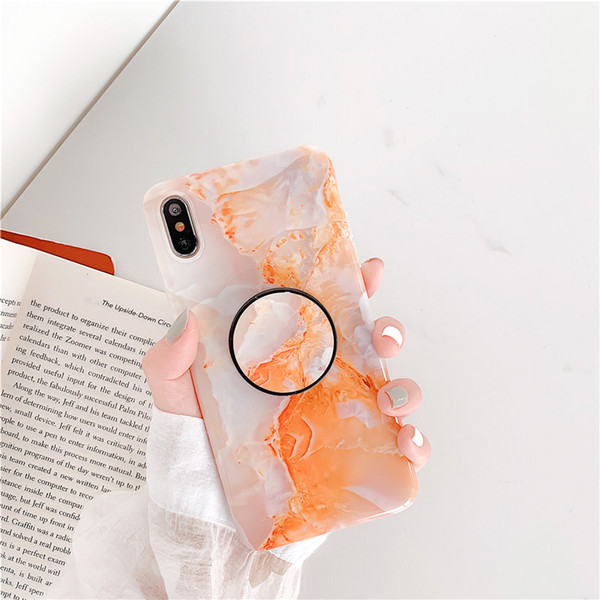 Fashion Marble Silicone Phone Case With Phone Holder For iPhone 6 7 8 Plus X XR XS Max