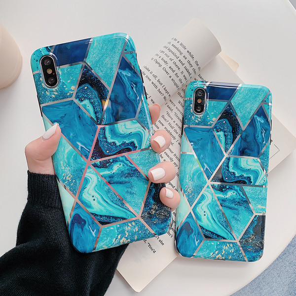 3D Marble Design Golden Line Silicone Phone Case For iPhone 6 7 8 Plus X XR XS Max