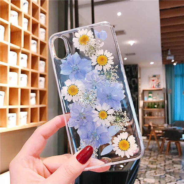 Clear Girls Real Flowers Phone Cases For iPhone 6 7 8 Plus X XR iPhone 11 Pro Max