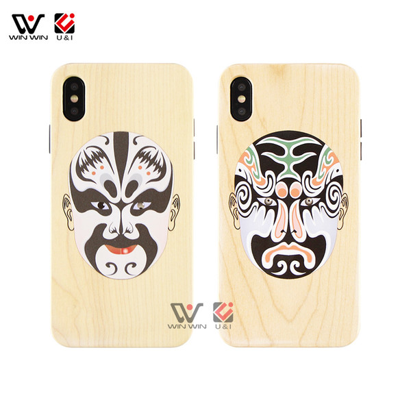 Facial Makeup in Beijing Opera Wood Phone Cases For iPhone 6 7 8 11 Plus X XR XS Pro Max