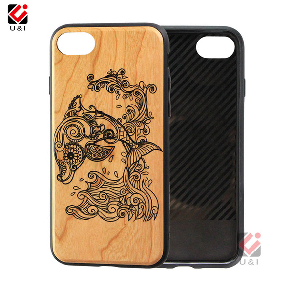 Print Design Round TPU Frame Shockproof Wood Phone Case For iPhone 6 7 8 11 Plus X XR XS Pro Max