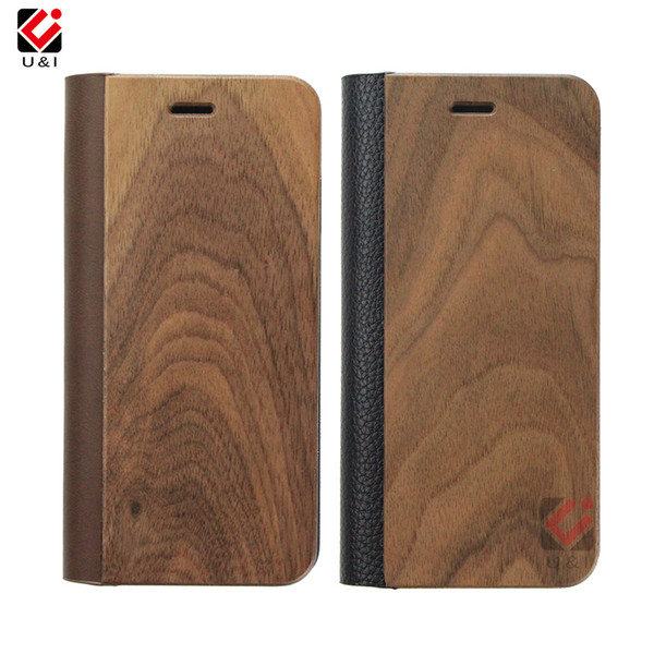 America Natural Walnut Wood Leather Flip Wooden Phone Cases For iPhone 6 7 8 Plus X XR iPhone 11 Pro Max