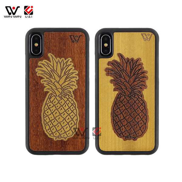 Pineapple Shape Splice Wooden Cell Phone Case For iPhone 6 7 8 11 Plus X XR XS Pro Max