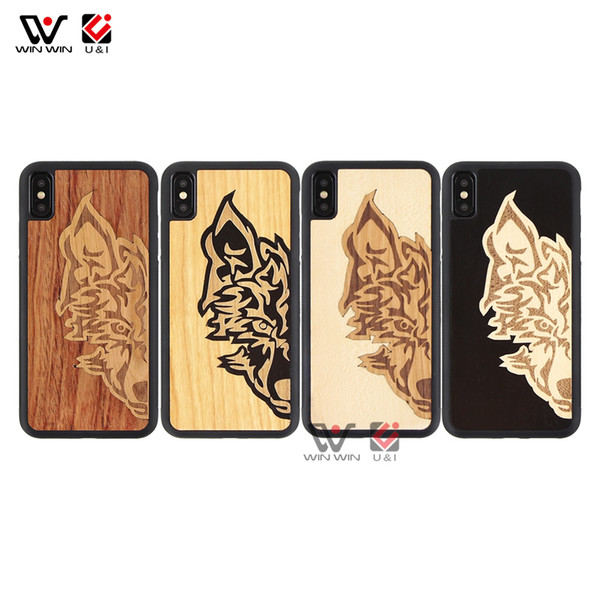 2019 New Arrivals Wolf Designs Mix Wood Phone Case For iPhone 6 7 8 Plus X XR XS Max Mobile Phone Accessories