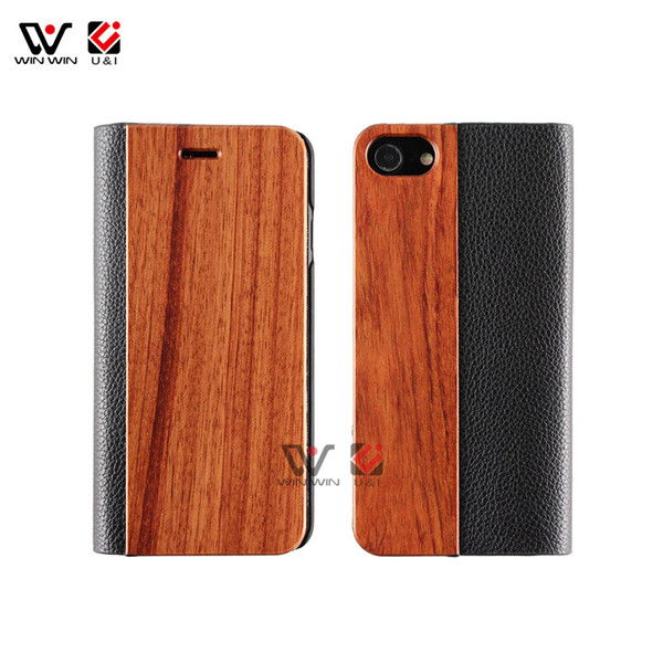 Dongguan Manufacturer Free Shipping Leather Flip Wooden Phone Cases For iPhone 6 7 8 Plus X XR iPhone 11 Pro Max