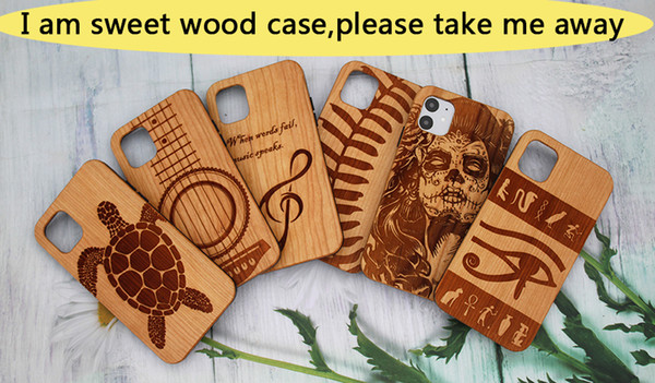 Top Quality Cherry Engraving For Iphone 11 pro Wood Case iphone 11/X/XR/XS Max/8 plus Durable Luxury wooden Phone Cover Samsung S10 note10