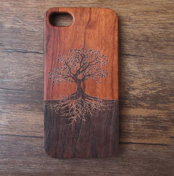 Fashion Showy Pattern Retro Wood Carved Phone Cover Protective Bamboo Mobile Phone Wooden Case For Iphone 5 7 plus 6 6s 6