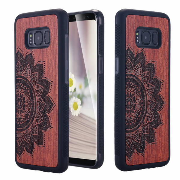 2017 New Arrival Wood Case For Samsung Galaxy S8 S8 Plus Phone Cover TPU Slim Wooden Carving Cases For Iphone 6s 6 7 plus