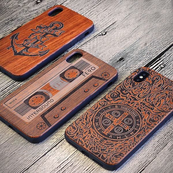 Fashional Various Design Wood Phone Cases For Iphone Accessories 10 X 7 8 6 6s Plus Real Bamboo Wooden Bumper Hard Cases Cover For Samsung