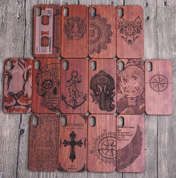 Handmade Wood Engraving Phone Cases For Iphone 10 X 7 8 6 6s Plus Eco-friendly Best Wooden Bumper Cover Bamboo Mobile Case For Samsung S9 S8