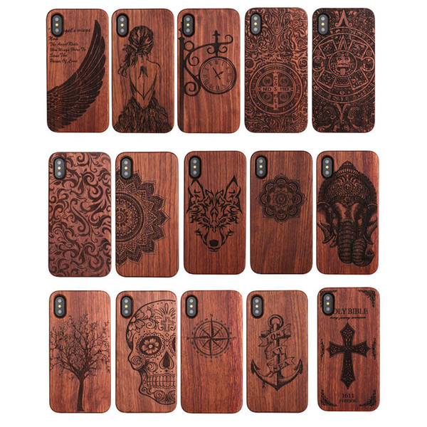 Unique Custom Highest Quality Wood Cases For Iphone X 10 8 7 6 6s 5 5s Creative Design Wooden Bamboo Hard Cover Bumper Cases For Samsung S8