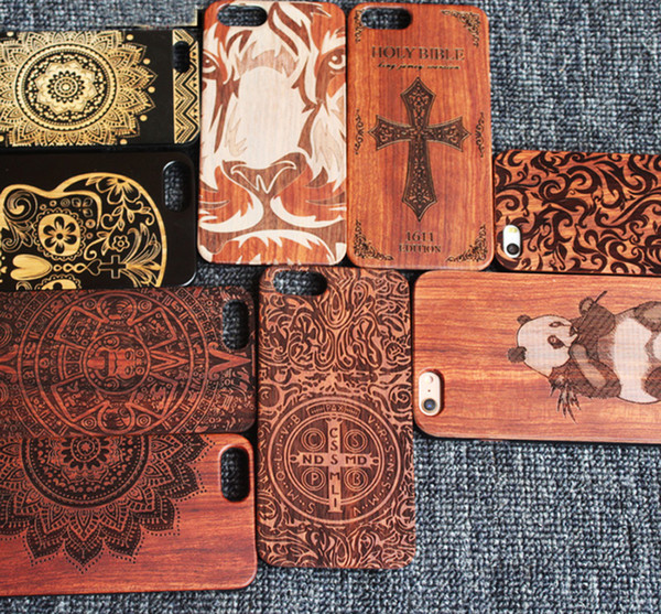 Luxury Real Wood Case For Iphone X 8 6s plus 6 7 plus Phone Cover Wooden Carving Cases Hard Back Shell For Samsung S8 plus s6 s5 s7 edge