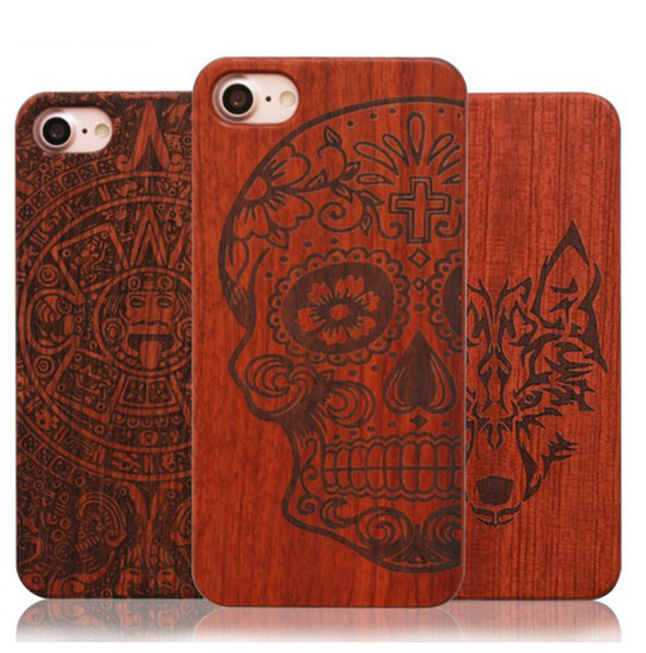 Hot Design Real Wood Case For Iphone 5 6 6S Plus 7 Phone Cover Luxury Engraving Wooden Bamboo Hard Back Cases For Samsung Galaxy S5 S6 S7 S8