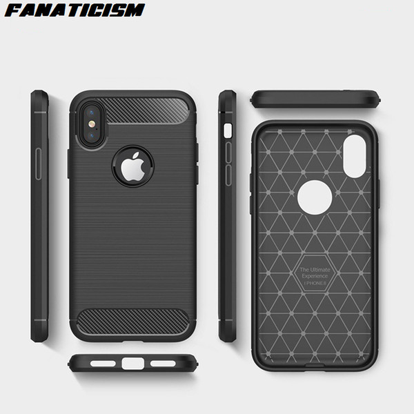 Rugged Armor Carbon Fiber Brush-Finish Soft TPU Silicone Cover Case For iphone 11 Pro XR X XS Max SE 6s 7 8 Plus